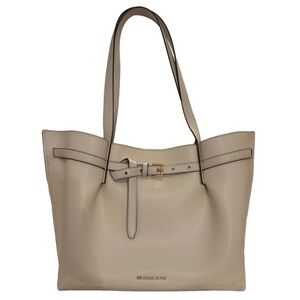 Michael Kors Emilia Leather Shoulder Tote Bag Handbag Purse Light Cream